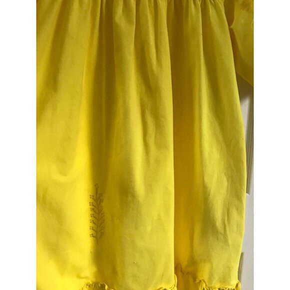 Vtg Handmade Bright Yellow Dress Made In Tlaquepaque Mexico Short Sleeve Heavy M - Picture 9 of 10